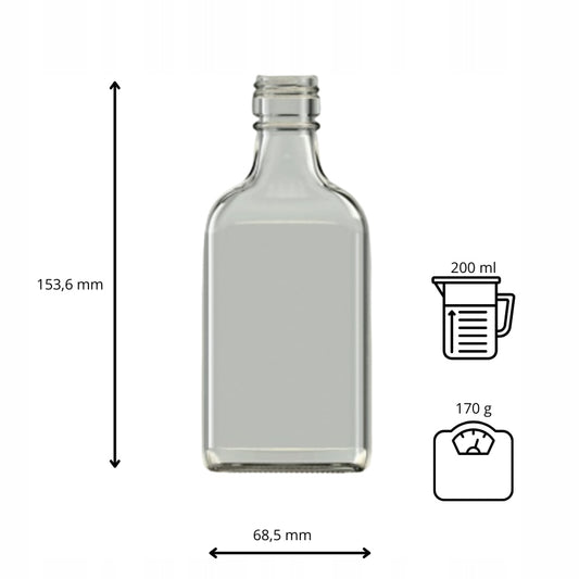 Butelka Flaga 200 ml szkło piersiówka na nalewki soki bimber alkohol wódkę