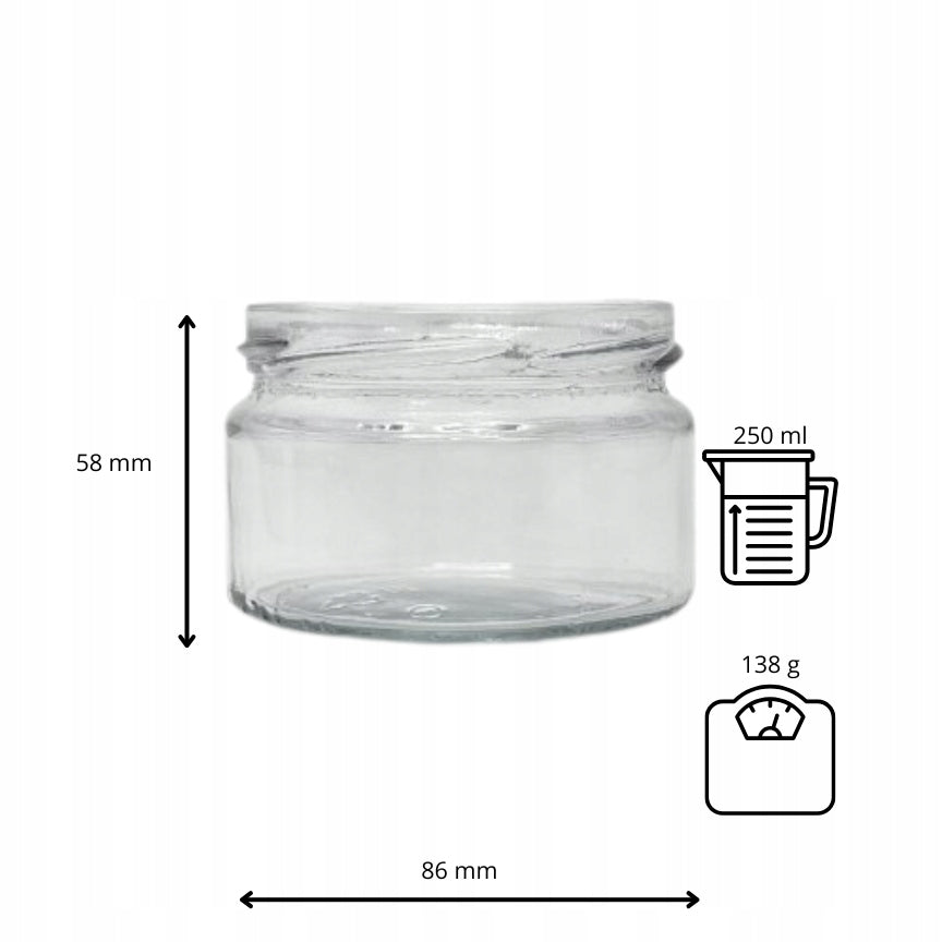 Słoik szklany 250 ml na dżem świeczki miód przetwory kawior powidła kimchi