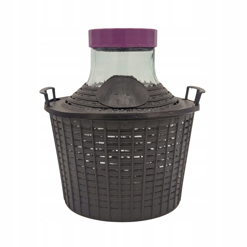 Balon Demijohn 10 L na wino cydr alkohol z plastikowym koszem i nakrętką