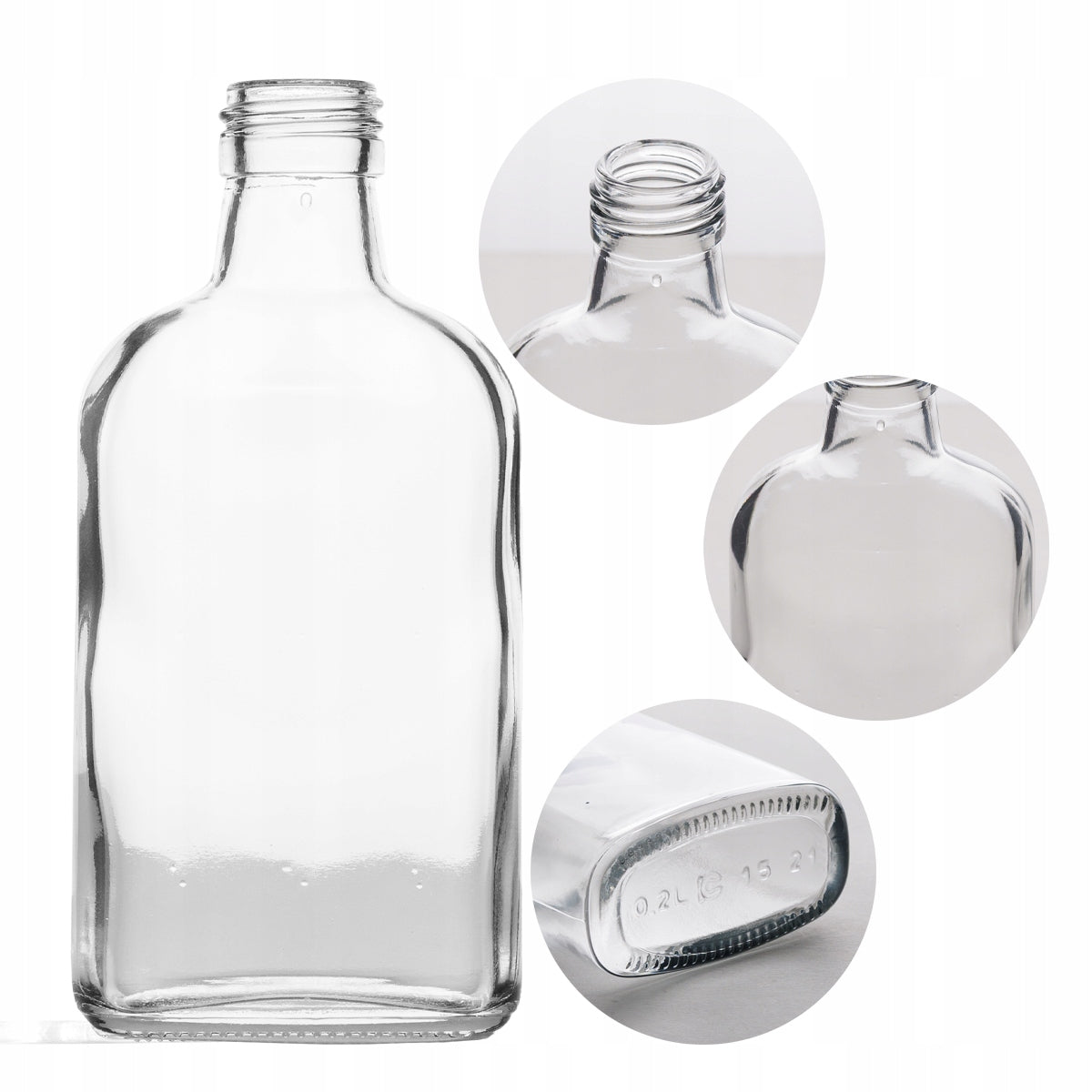 Butelka piersiówka 200ml szklana do alkoholi, wódka bimber sok nalewki