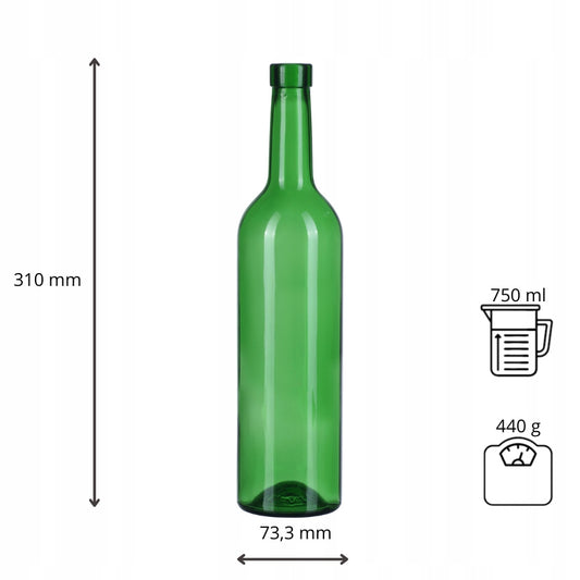 Butelka Bordo 250 ml zielona na wino nalewki soki bimber alkohol cydr