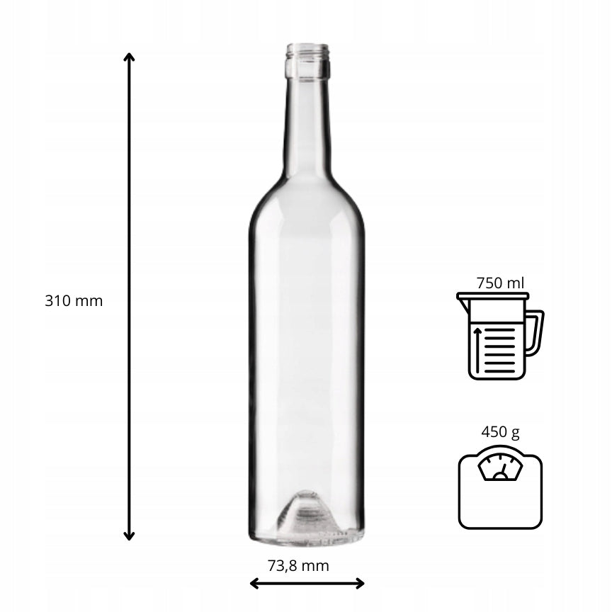 Butelka Bordo 750 ml bezbarwna na wino nalewki soki bimber alkohol cydr