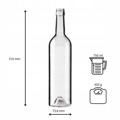 Butelka Bordo 750 ml bezbarwna na wino nalewki soki bimber alkohol cydr