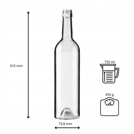 Butelka Bordo 750 ml bezbarwna na wino nalewki soki bimber alkohol cydr