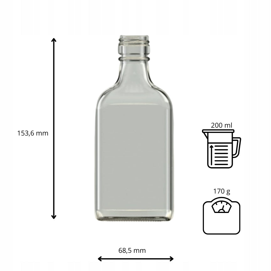 Butelka Flaga 200 ml szkło piersiówka na nalewki soki bimber alkohol wódkę