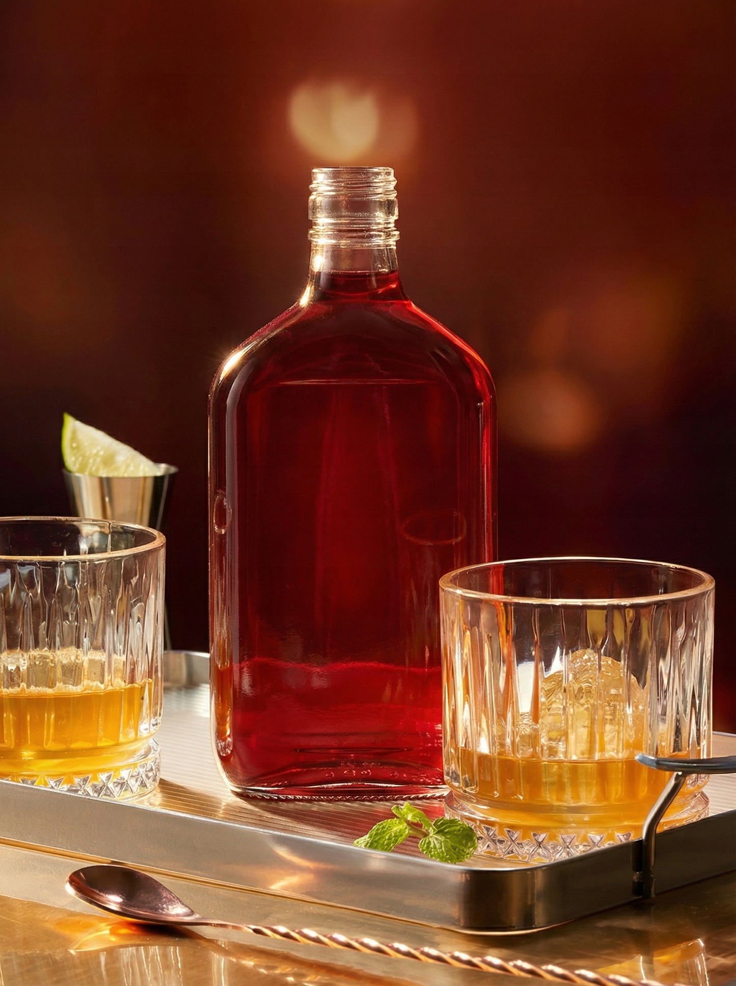 Butelka 350ml piersiówka szklana do nalewek i alkoholi wódka bimber nalewki