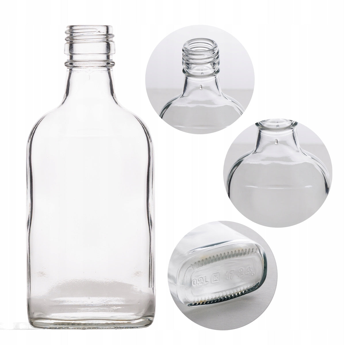 Butelka Flaga 200 ml szkło piersiówka na nalewki soki bimber alkohol wódkę