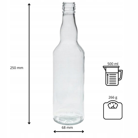 Butelka Monopolowa 500ml szklana do nalewek i alkoholi, wódka, bimber, sok