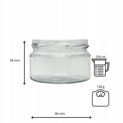 Słoik szklany 250 ml na dżem świeczki miód przetwory kawior powidła kimchi