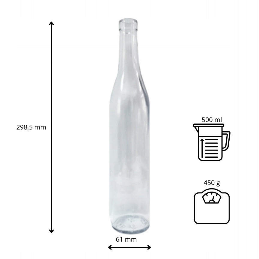 Butelka szklana 500 ml na alkohol soki nalewki koniak likier bimber wódkę