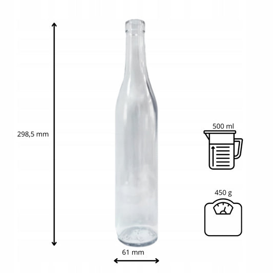 Butelka szklana 500 ml na alkohol soki nalewki koniak likier bimber wódkę