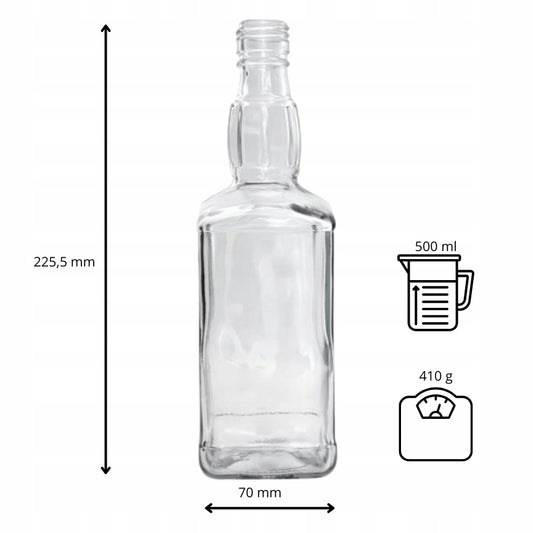 Butelka na whisky bourbon brandy koniak szklana DANIELS 0,5 L 500 ml