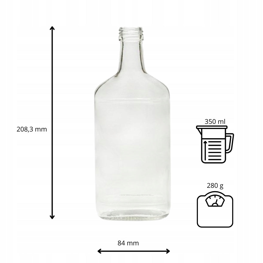 Butelka 350ml piersiówka szklana do nalewek i alkoholi wódka bimber nalewki