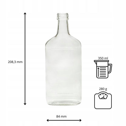 Butelka 350ml piersiówka szklana do nalewek i alkoholi wódka bimber nalewki