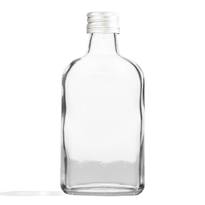 Butelka piersiówka 200ml szklana do alkoholi, wódka bimber + biała zakrętka