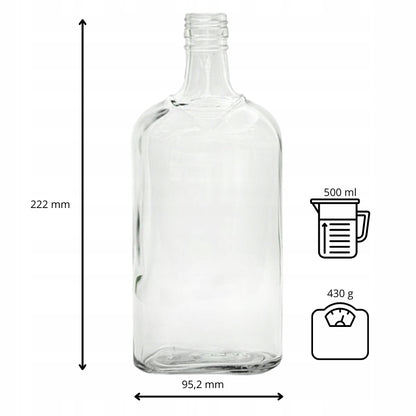 Butelka płaska 500ml piersiówka do alkoholi, wódka bimber sok nalewki